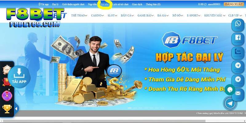 Quyền lợi có 1 không 2 khi hợp tác đại lý F8BET